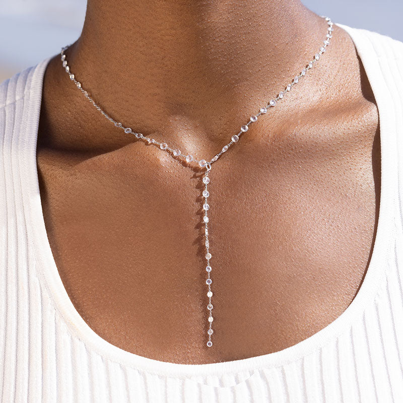 Image of 64facets rose cut diamond lariat extension for necklaces