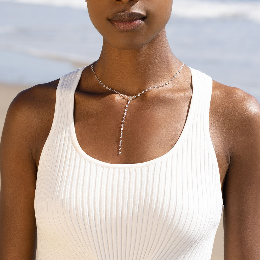 Image of 64facets rose cut diamond lariat extension for necklaces