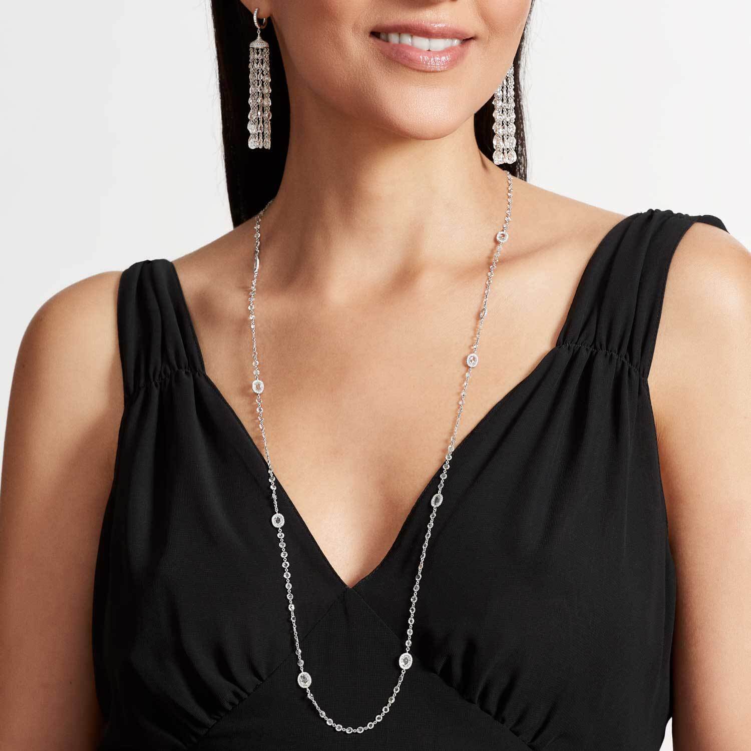 Image of Rose cut diamond chain necklace with micro pave detailing by 64Facets