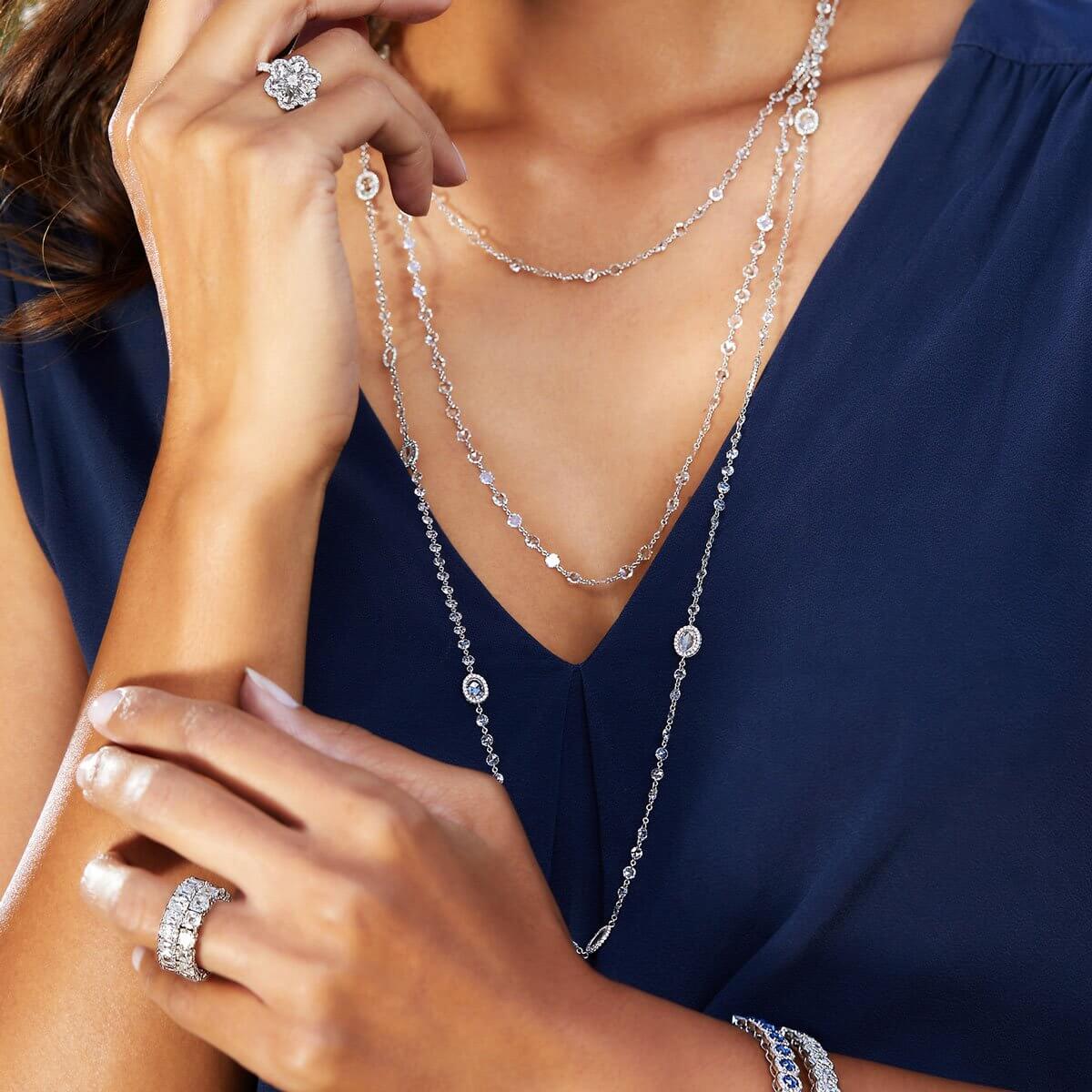 Image of 64facets rose cut diamond necklaces