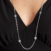 64Facets Rose Cut Diamond Chain Necklace with Diamond Stations