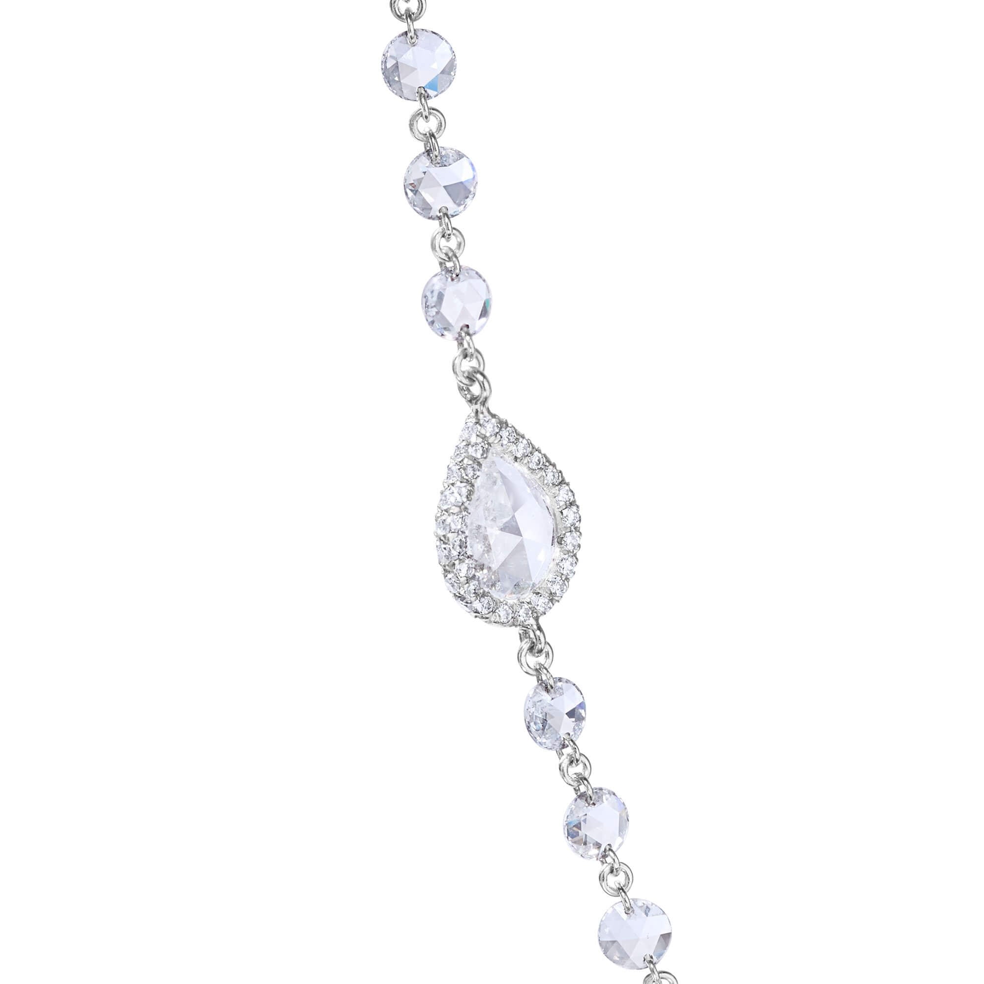 Image of 64Facets diamond chain with larger rose cut diamond stations set in 18k white gold