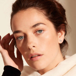 Image of 64Facets Rose Cut Diamond Stud Earrings in 18K White Gold with Pave Accents