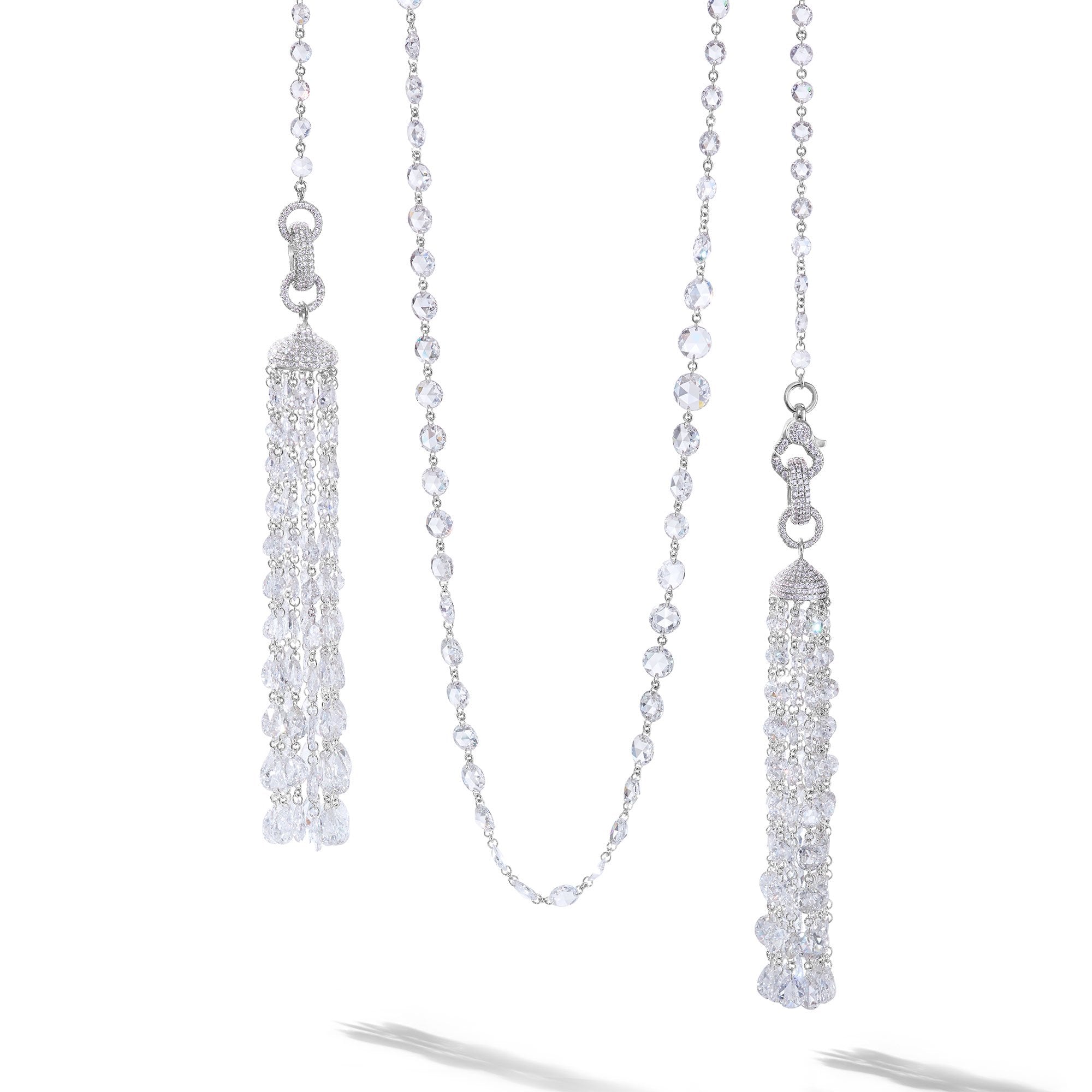 Image of 64Facets rose cut diamond tassel pendants and diamond chain