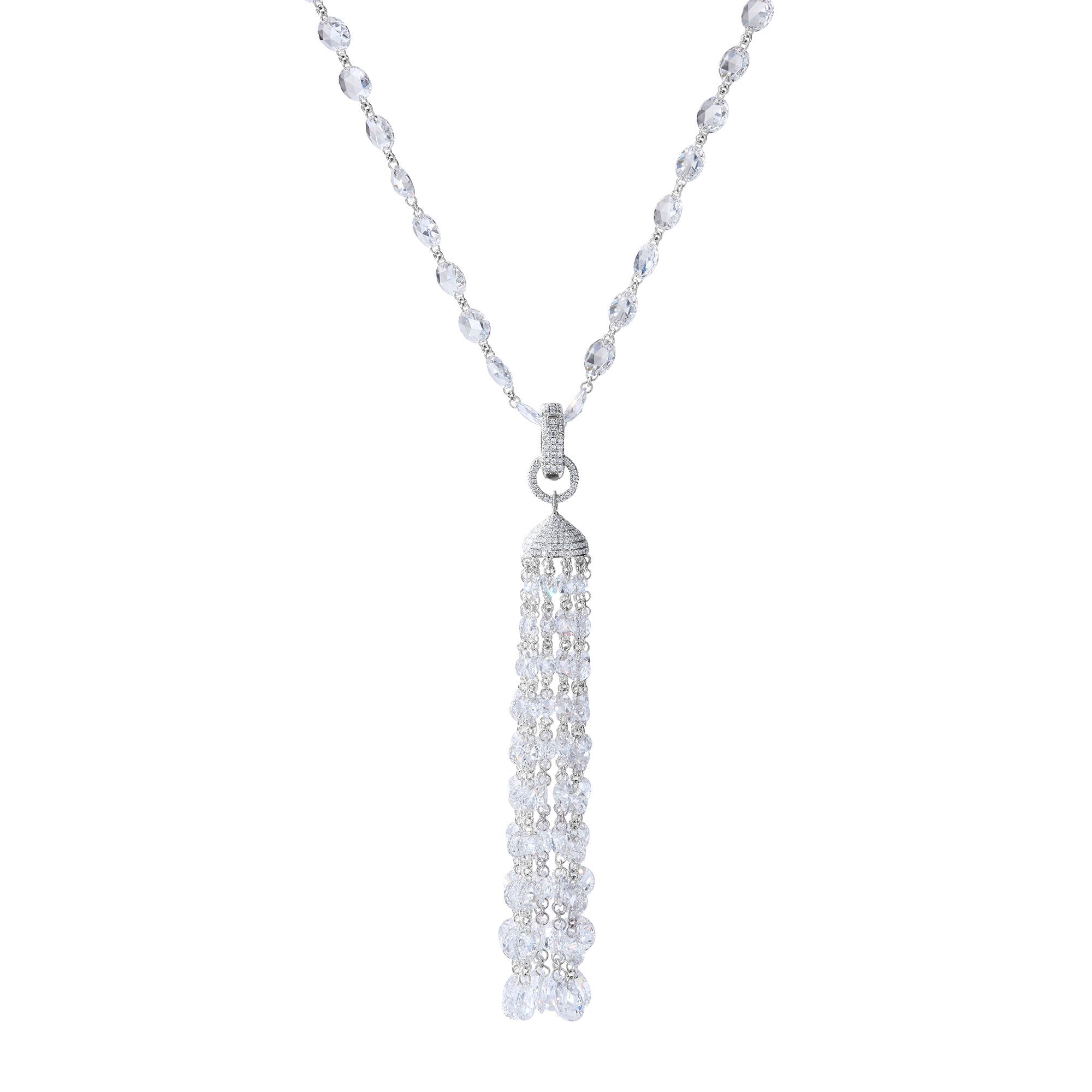 64Facets rose-cut diamond tassel pendant and diamond chain