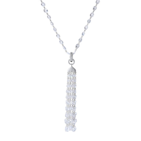 64Facets rose-cut diamond tassel pendant and diamond chain