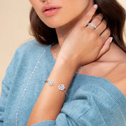 Diamond flower cuff bracelet in 18k gold
