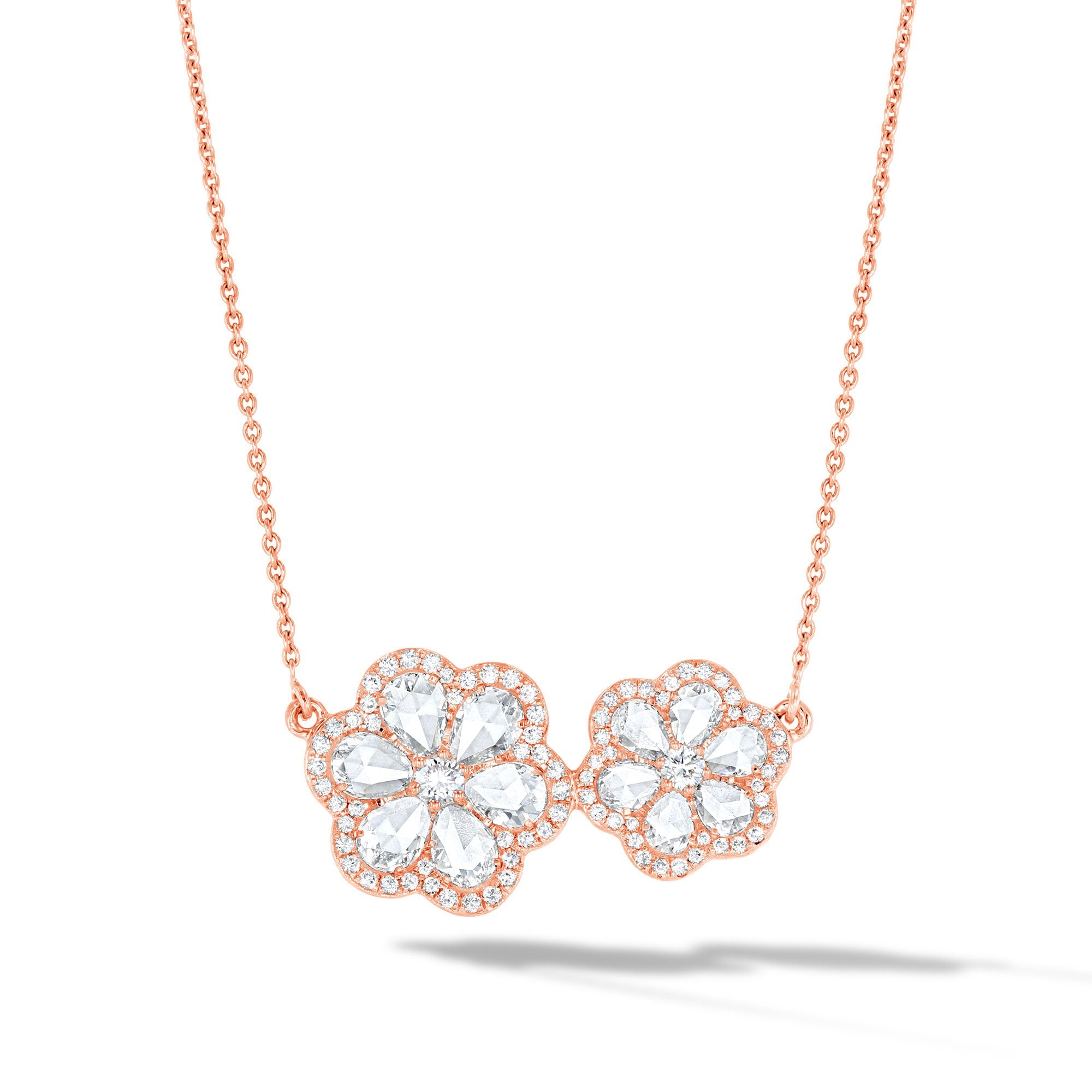 Image of 64Facets Double Flower Pendant Necklace in 18K Gold