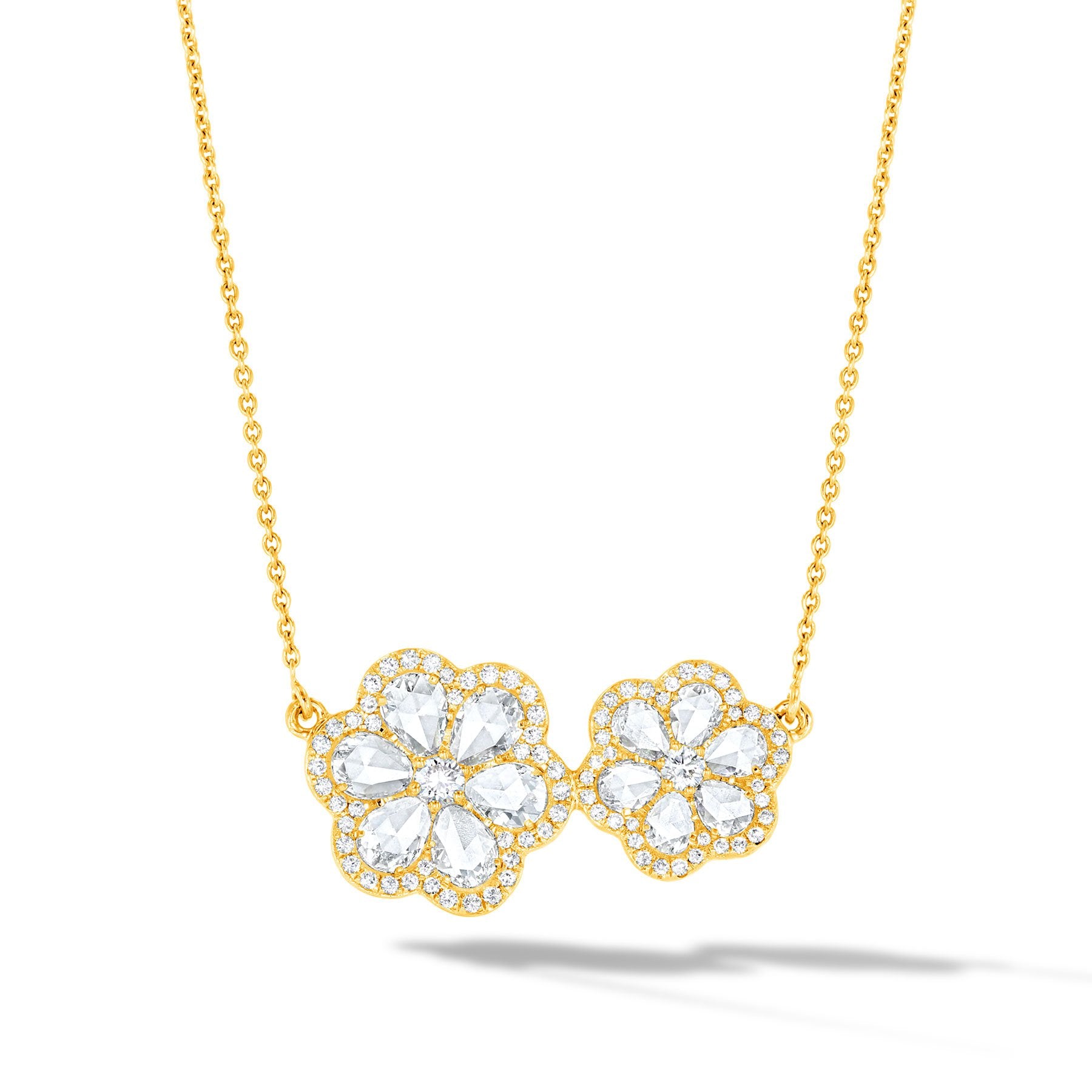 Image of 64Facets Double Flower Pendant Necklace in 18K Gold