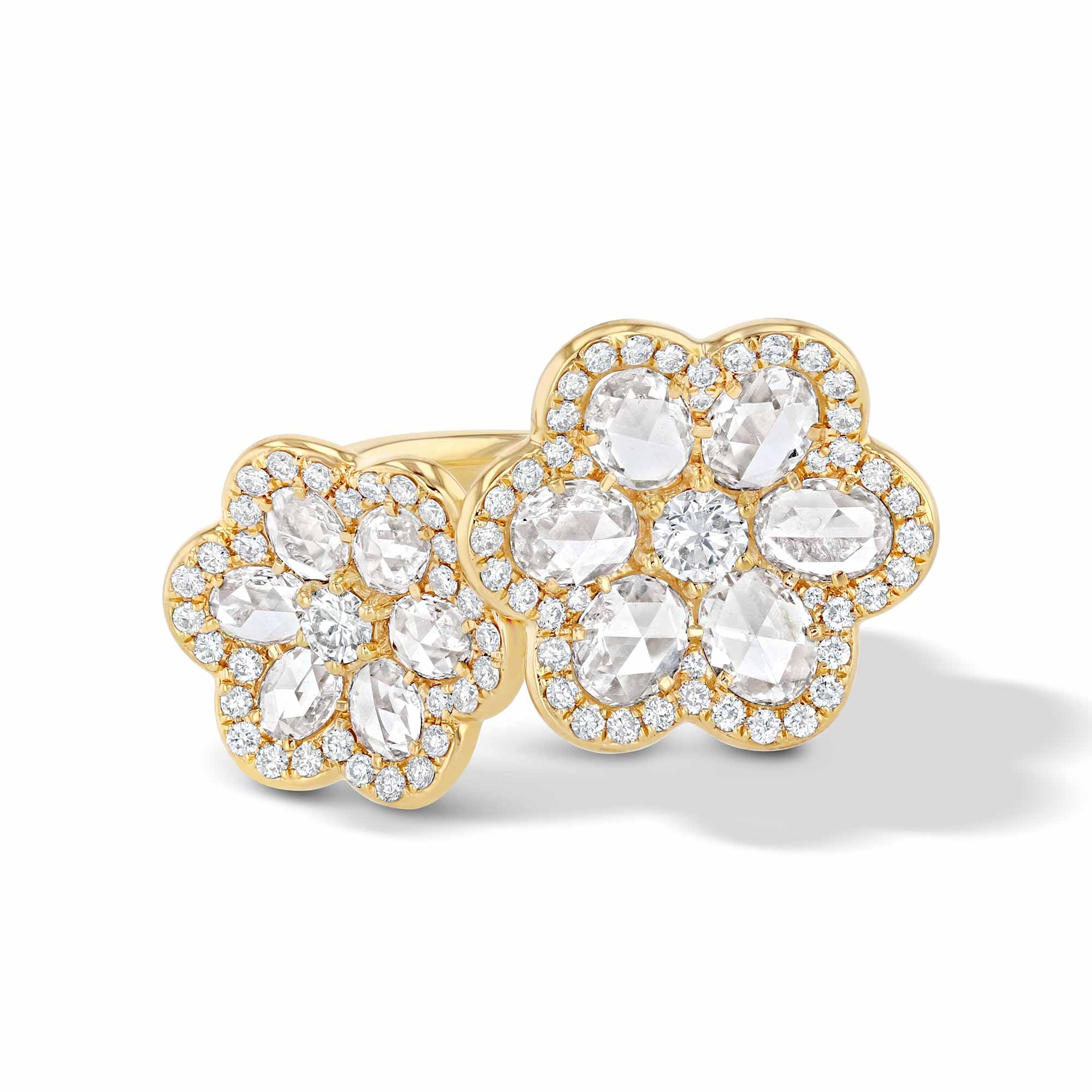 Image of 64Facets Double Flower Diamond Ring in 18K Yellow Gold