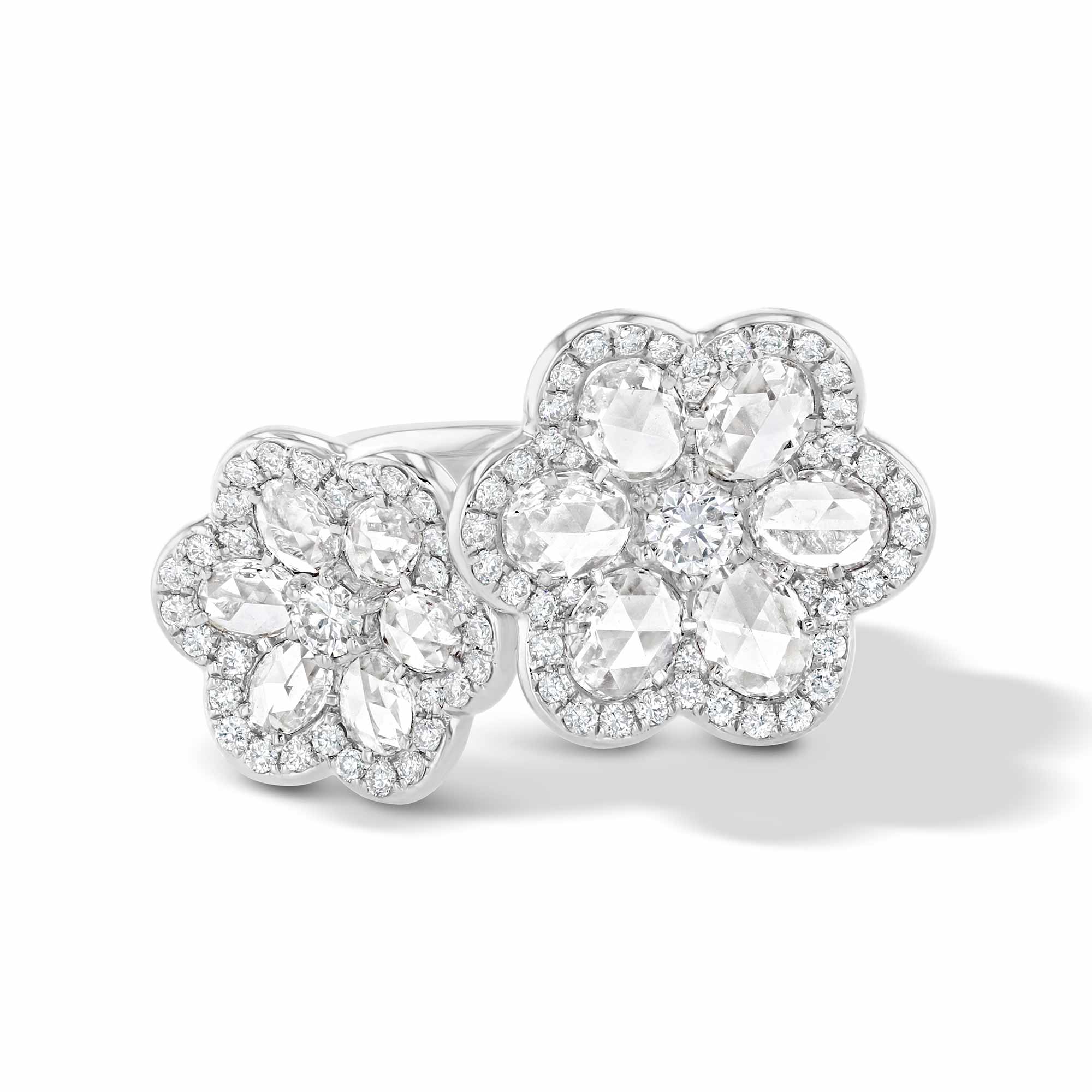 Image of 64Facets Double Flower Diamond Ring in 18K White Gold