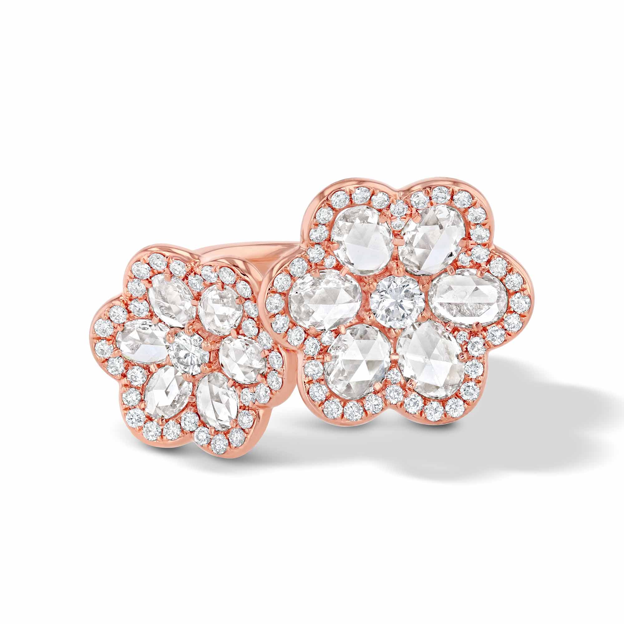 Image of 64Facets Double Flower Diamond Ring in 18K Rose Gold