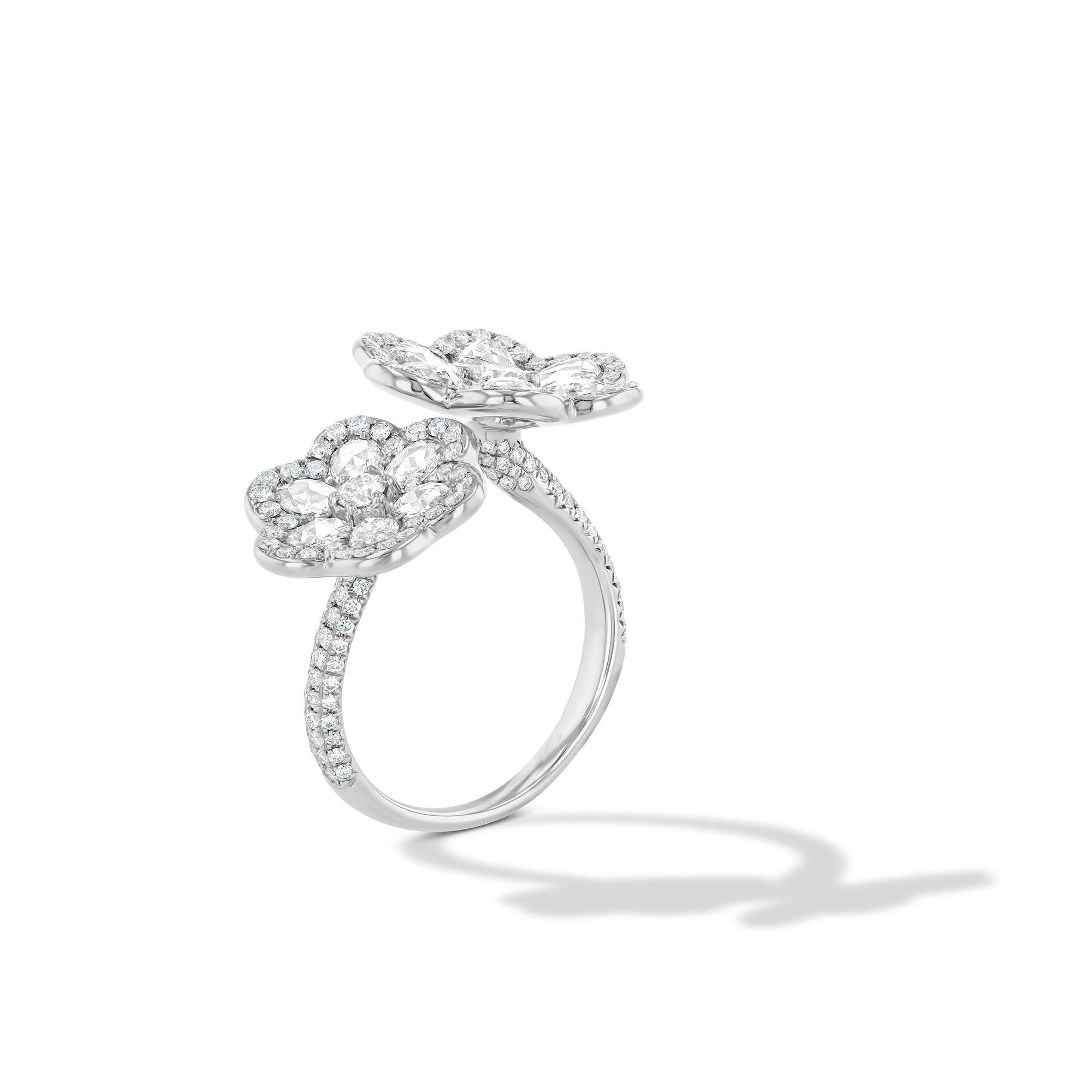 Image of 64Facets Double Flower Diamond Ring in 18K White Gold
