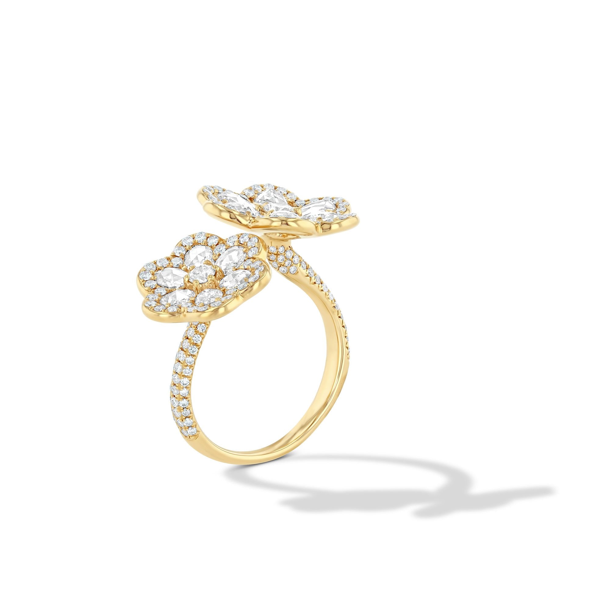 Image of 64Facets Double Flower Diamond Ring in 18K Yellow Gold