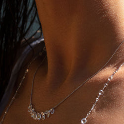 Image of 64Facets Rose Cut Diamond Necklaces with a Cluster of diamonds in the center and 18k gold chain