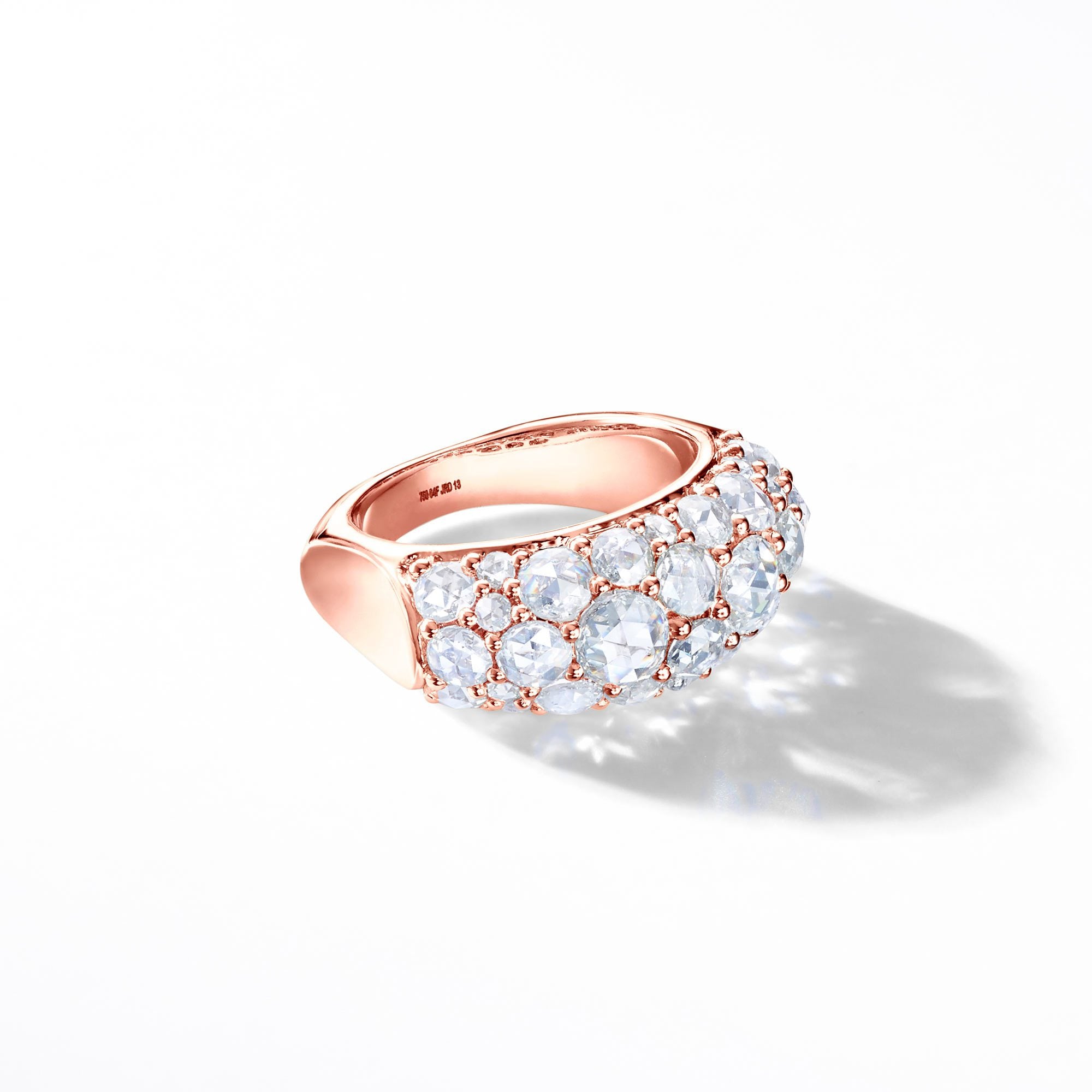 Image of Eclat Diamond Cluster Ring. Cocktail Diamond Ring by 64Facets. Rose Cut Diamonds. Ethically Sourced. 18K Gold. 