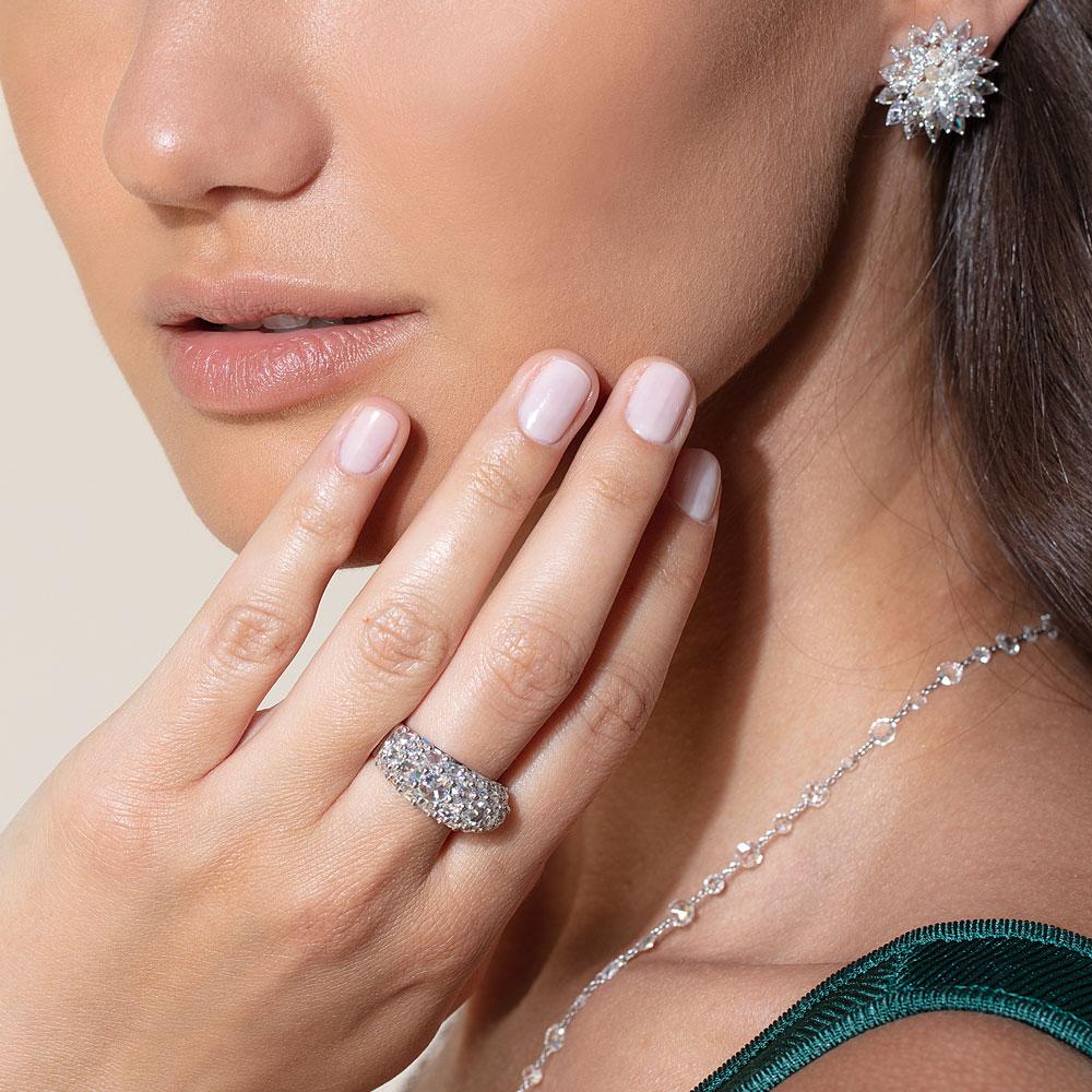 Image of 64Facets rose cut diamond cocktail ring with a cluster of diamonds set in 18K gold