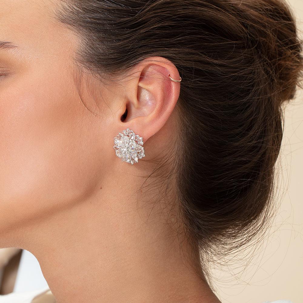 Image of 64Facets Rose cut diamond stud earrings set in 18k gold