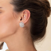 64Facets Rose cut diamond stud earrings set in 18k gold