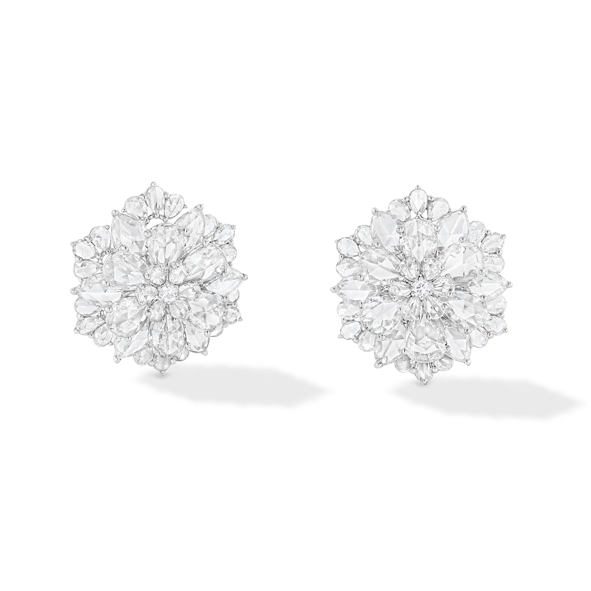 Image of 64Facets Rose cut diamond stud earrings set in 18k gold