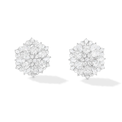 64Facets Rose cut diamond stud earrings set in 18k gold