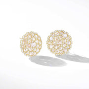 Diamond Cluster Stud Earrings. 64Facets Fine Jewelry. Rose Cut Dimaonds and Brilliant Cut Diamonds. 18K Yellow Gold. 