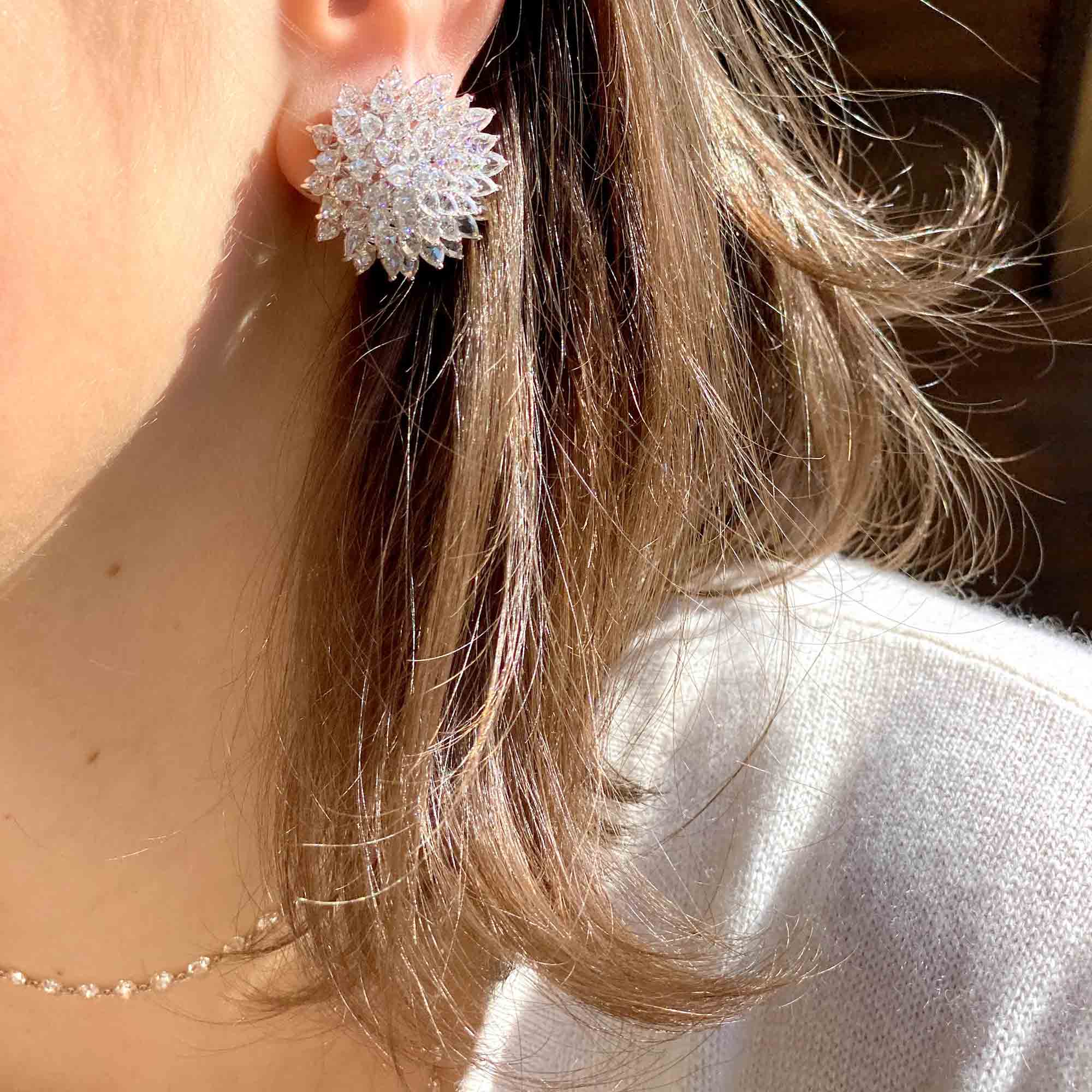 Image of Rose Cut Diamond Spiked Stud Earrings from the Eclat Collection. 64Facets Fine Diamond Jewelry.