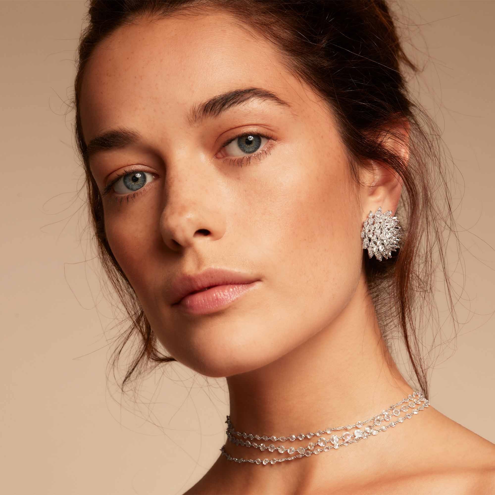 Image of Diamond Spiked Stud Earrings from the Eclat Collection. 64Facets Fine Diamond Jewelry. 