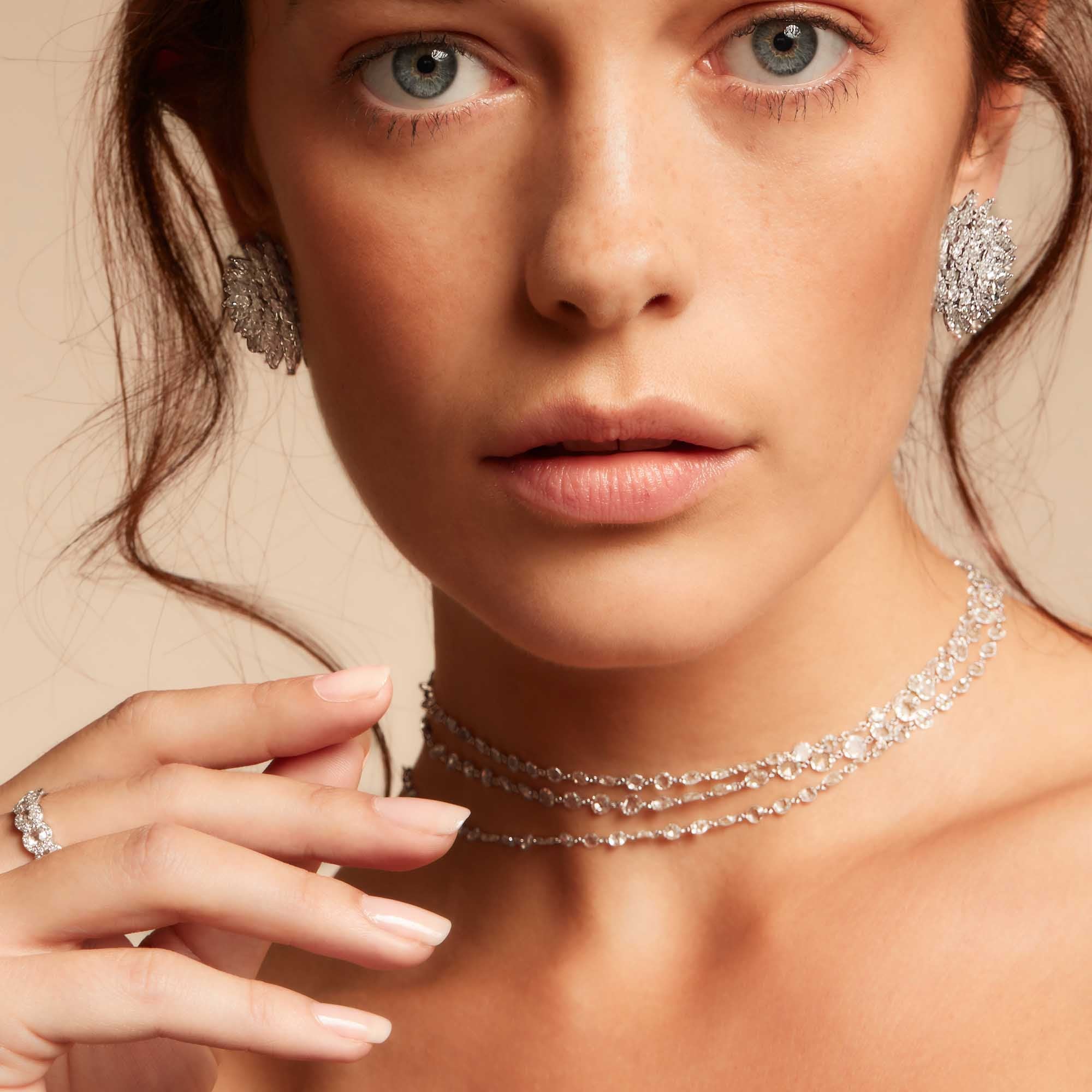 Image of Diamond Spiked Stud Earrings from the Eclat Collection. 64Facets Fine Diamond Jewelry. 