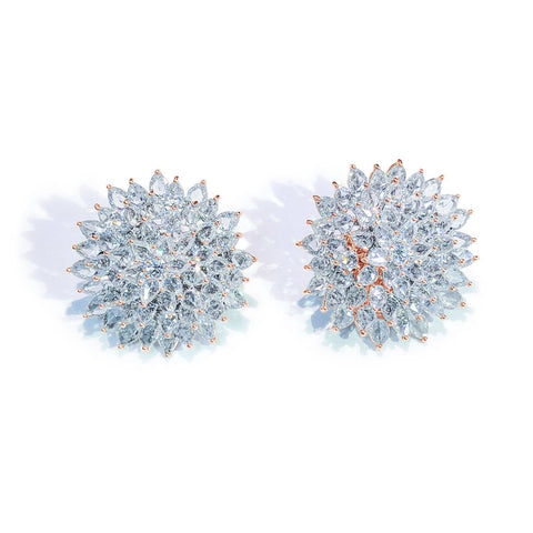 64Facets rose cut diamond spiked stud earrings