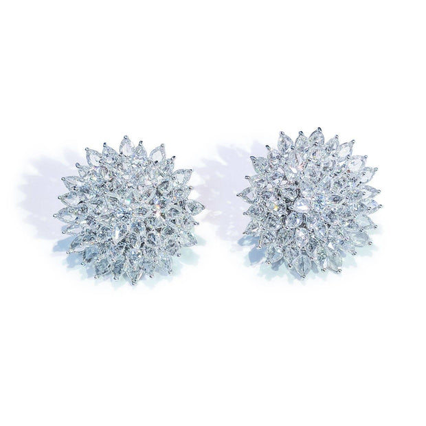 64Facets rose cut diamond spiked stud earrings