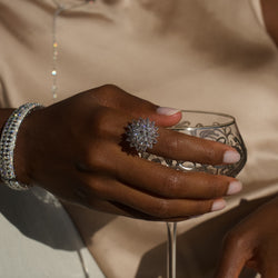 Image of 64Facets rose cut Eclat diamond spiked statement cocktail ring in 18k gold