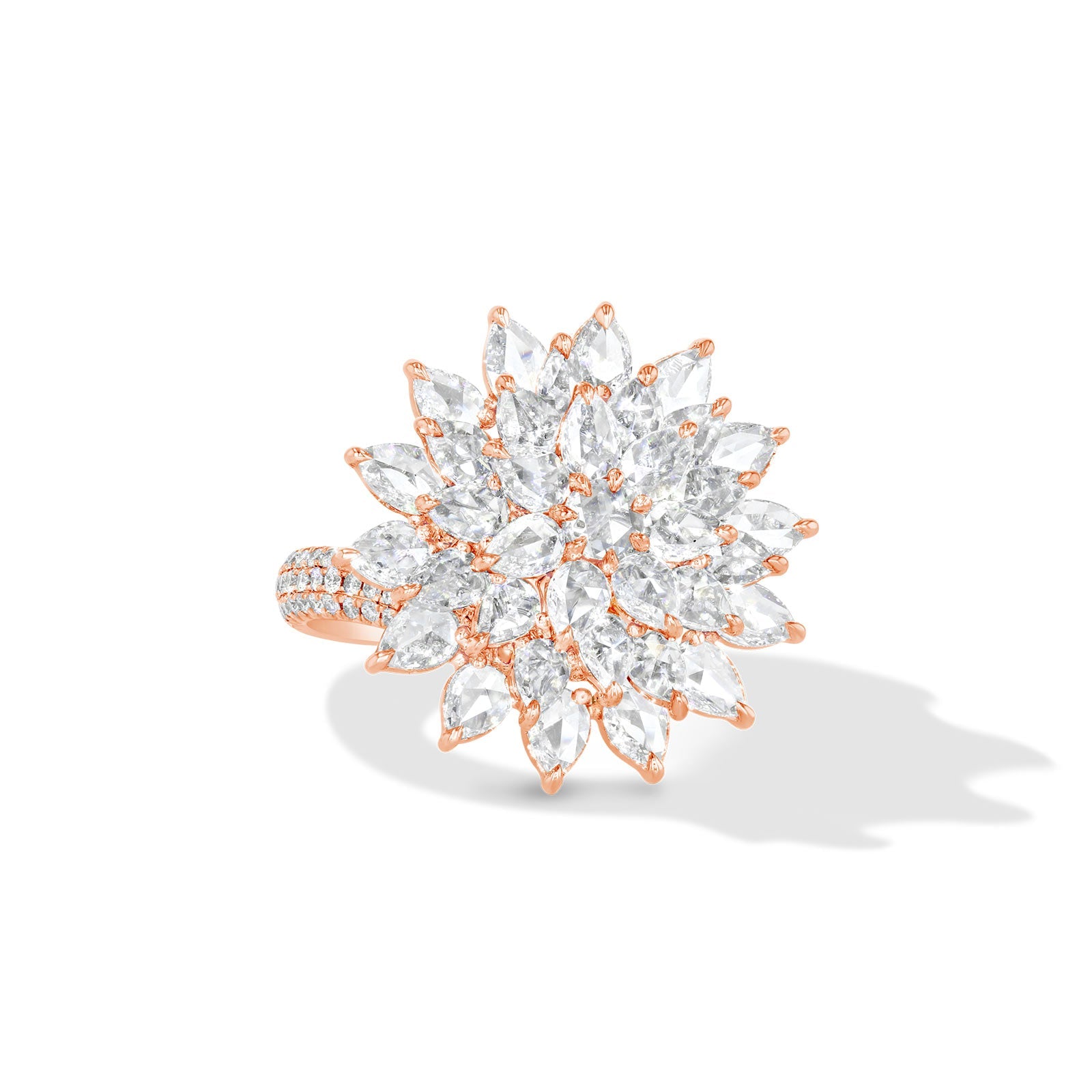 Image of 64Facets rose cut Eclat diamond spiked statement cocktail ring in 18k gold