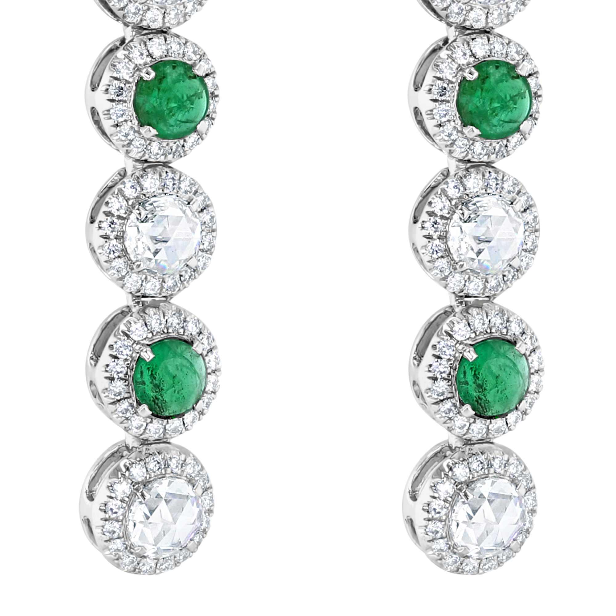 Image of 64Facets Emerald and Diamond Drop Dangle Earrings 18K Gold