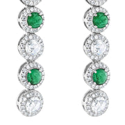 64Facets Emerald and Diamond Drop Dangle Earrings 18K Gold
