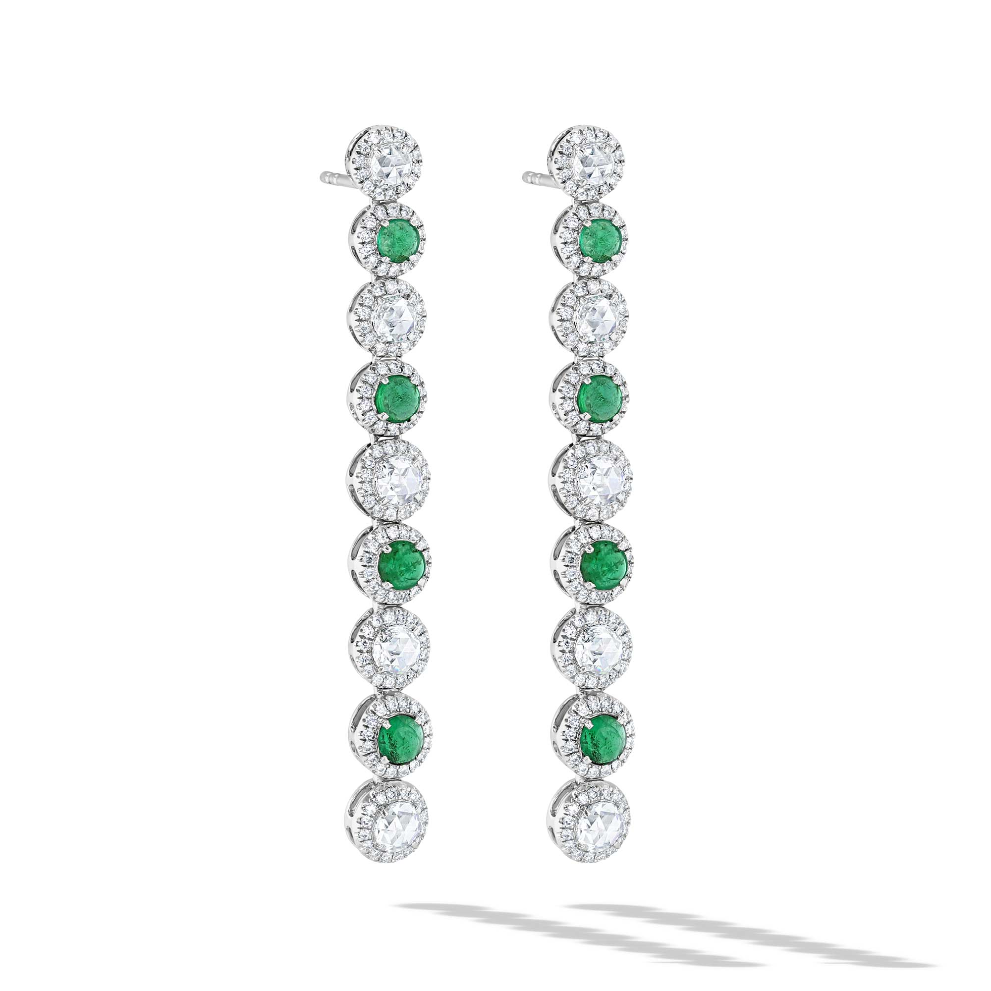 Image of 64Facets Emerald and Diamond Drop Dangle Earrings 18K Gold