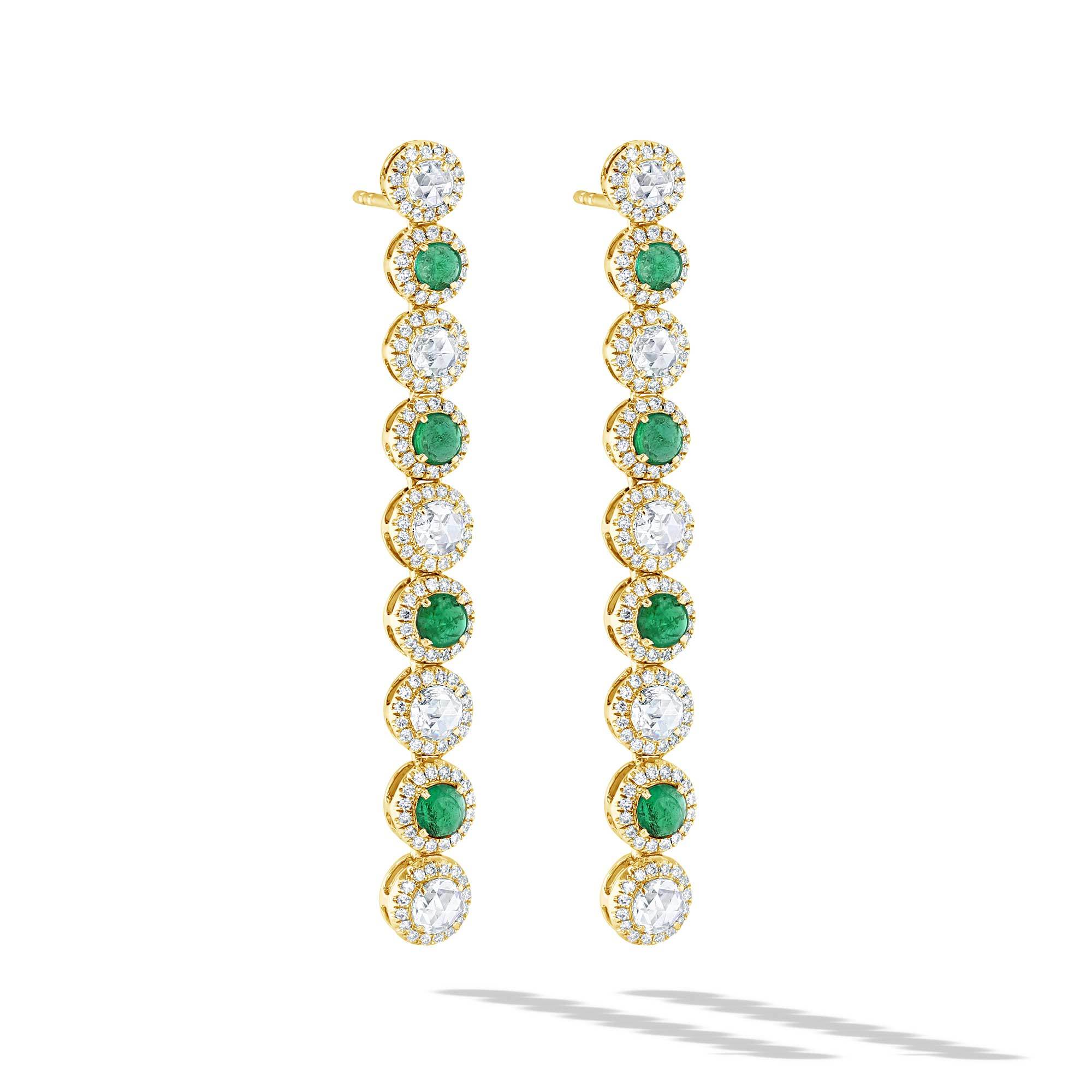 Image of 64Facets Emerald and Diamond Drop Dangle Earrings 18K Gold