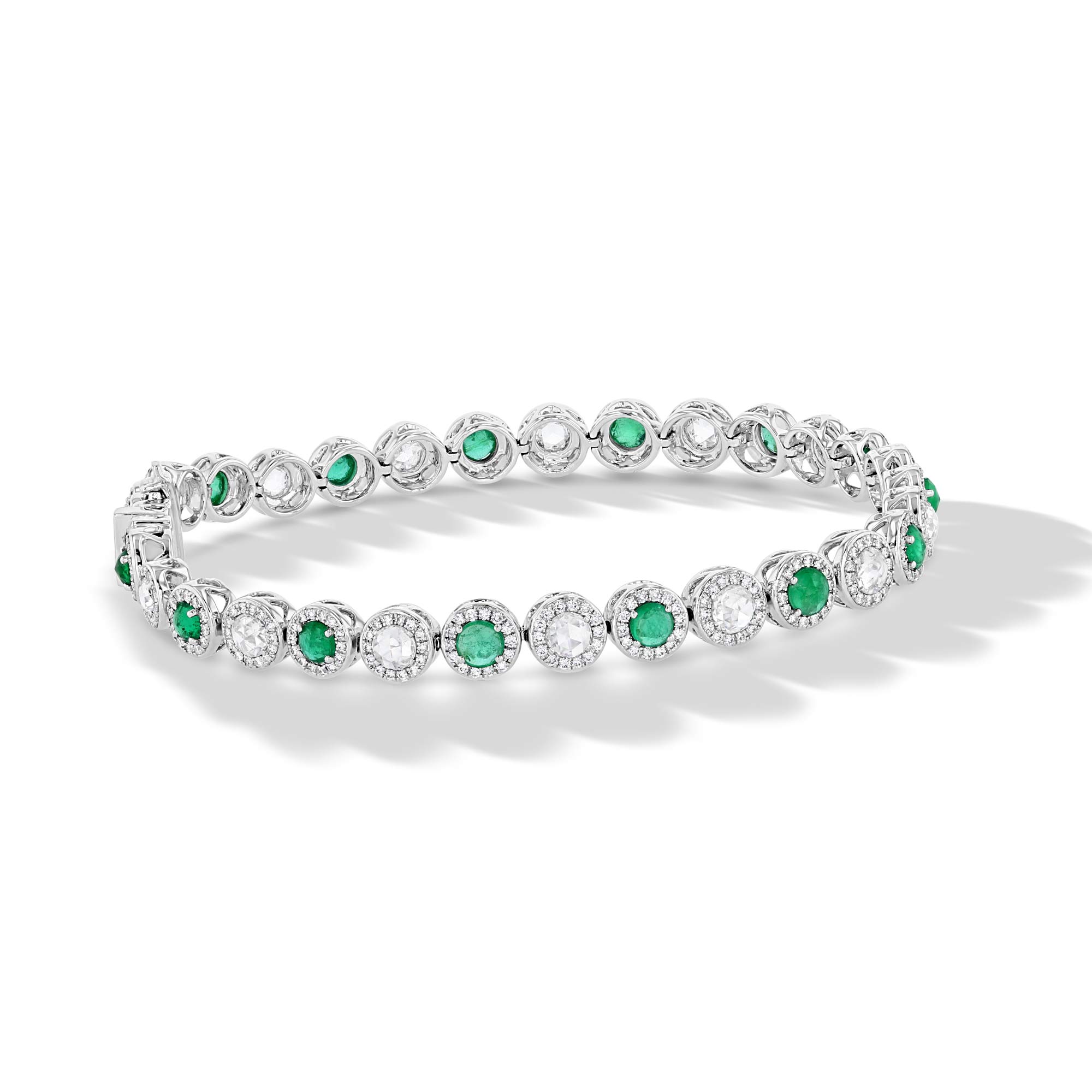 Image of 64Facets Emerald and Diamond Tennis Bracelet in 18K Gold