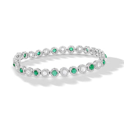 Image of 64Facets Emerald and Diamond Tennis Bracelet in 18K Gold