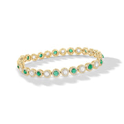 64Facets Emerald and Diamond Tennis Bracelet in 18K Gold