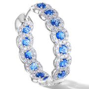 Elements rose cut sapphire hoop earrings in micro pave setting in 18K white gold