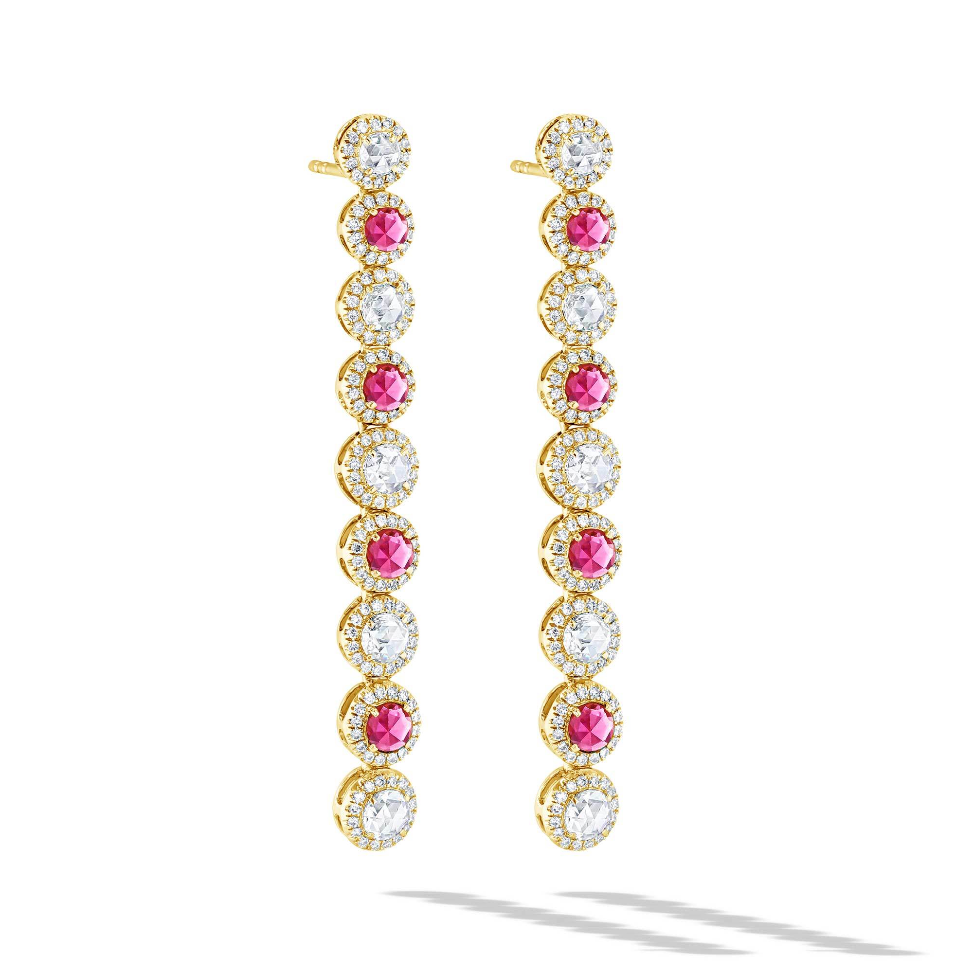 Image of 64Facets Ruby and Diamond Drop Dangle Earrings in 18K Gold