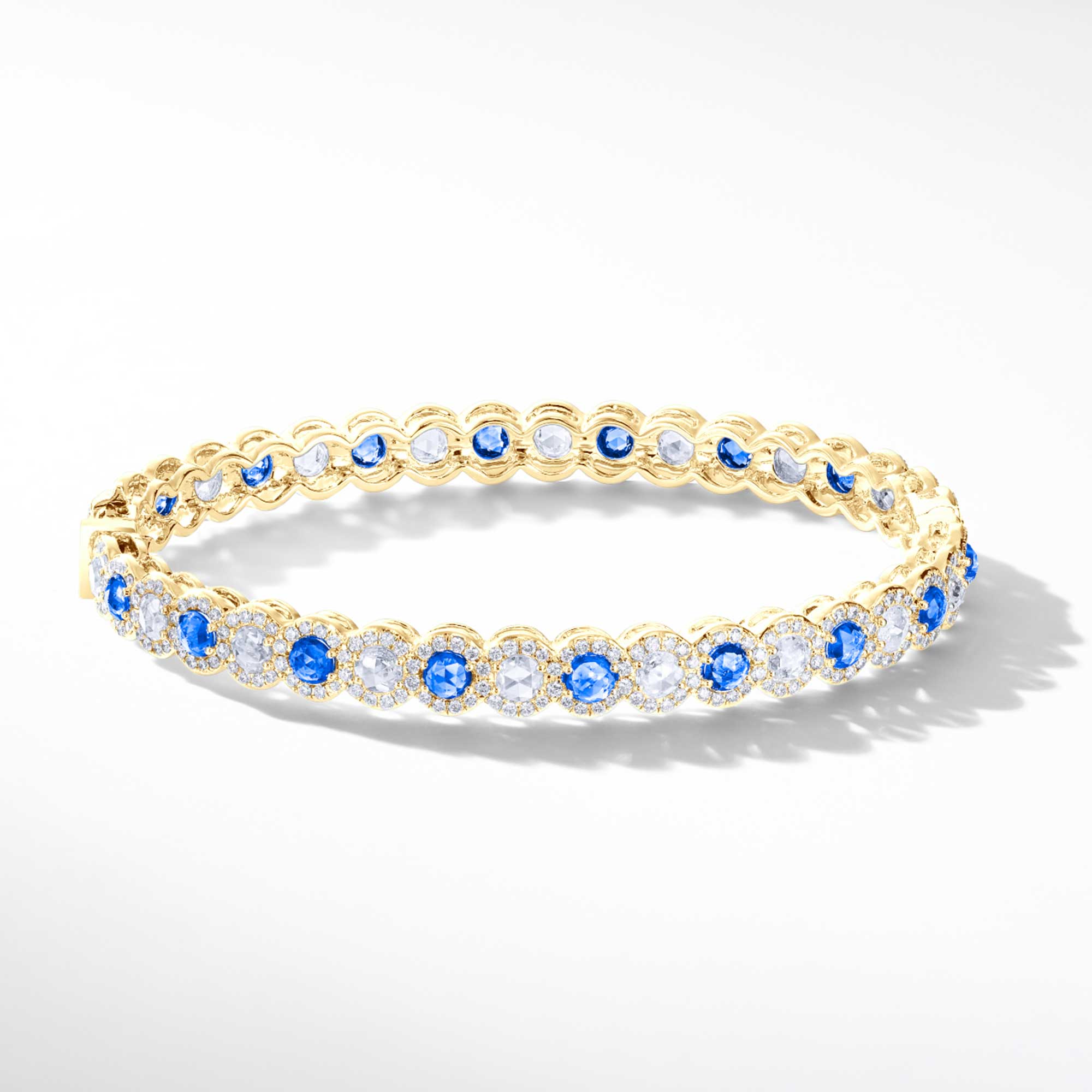 Image of 64Facets Sapphire and Diamond Bangle Bracelet in 18K Gold