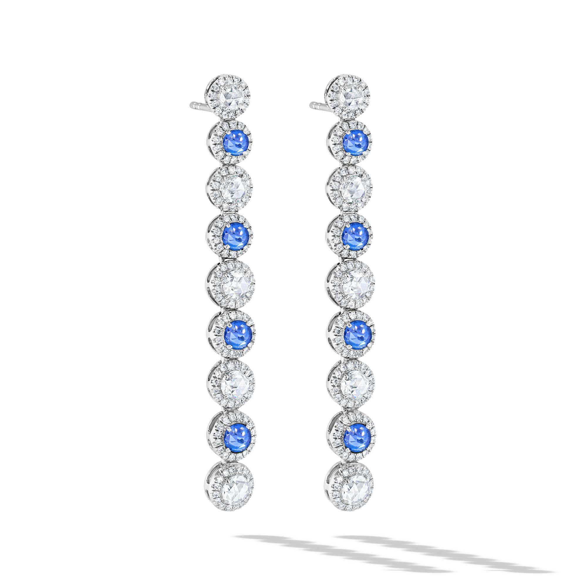 Image of 64Facets Sapphire and Diamond Dangly Drop Earrings in 18K Gold