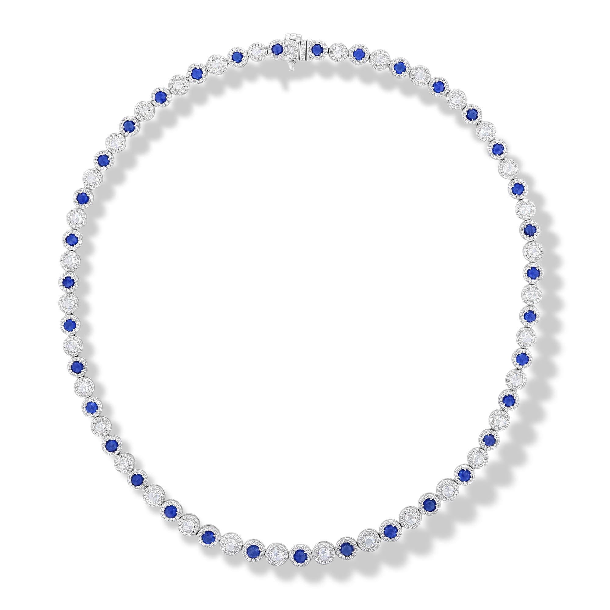Image of 64Facets Sapphire and Diamond Tennis Necklace in 18K Gold