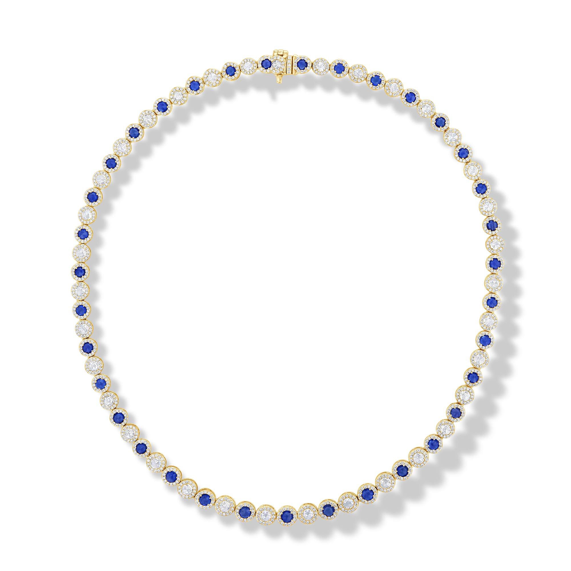 Image of 64Facets Sapphire and Diamond Tennis Necklace in 18K Gold