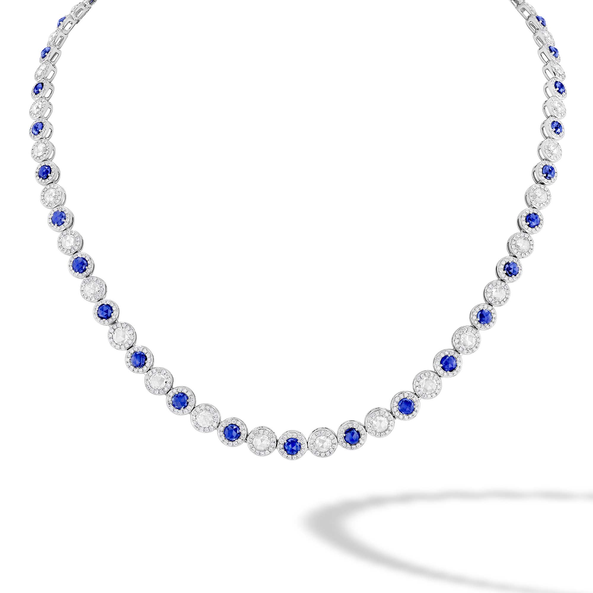Image of 64Facets Sapphire and Diamond Tennis Necklace in 18K Gold