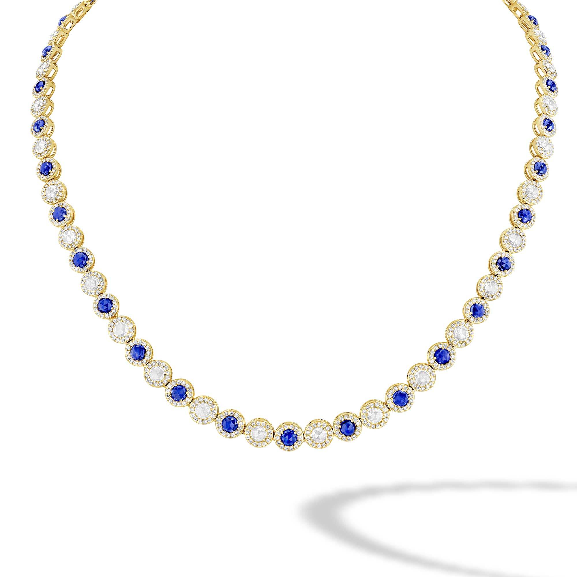 Image of 64Facets Sapphire and Diamond Tennis Necklace in 18K Gold