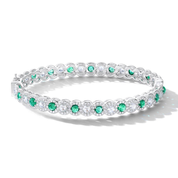 64Facets Emerald and Diamond Bangle Bracelet in 18K Gold