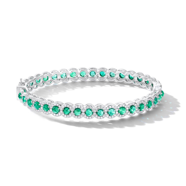 64Facets emerald diamond and gold bangle bracelet 